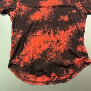 American Stitch Mens XXL Red Black Tie‎ Dye T-Shirt Curved Hem Streetwear Tee